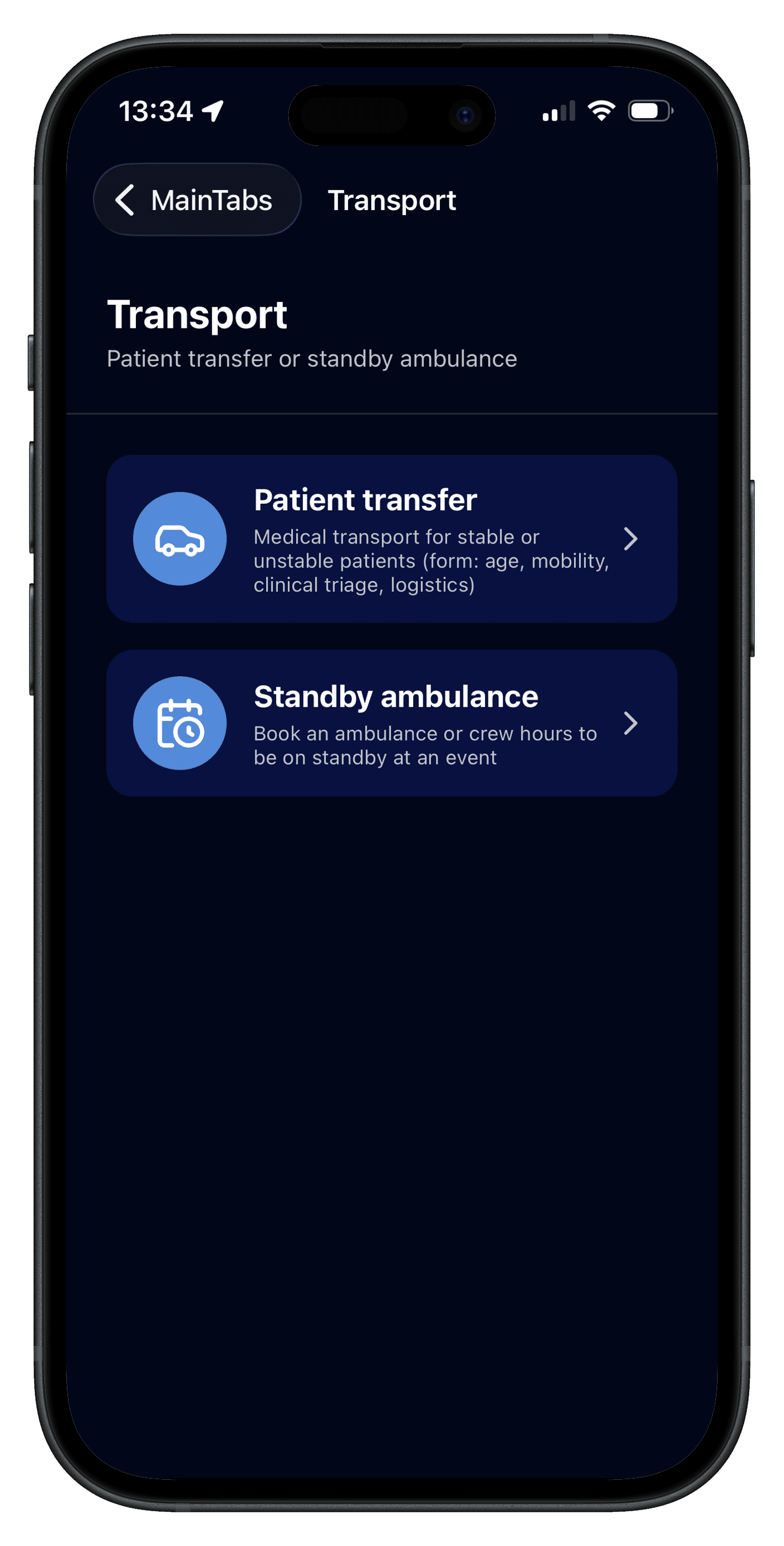 Standby ambulance