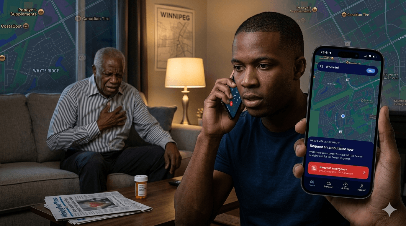 Family using ActivRescue to request help during a medical emergency at home